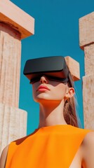 Aufkleber - Immersive Heritage Tech Gen Z Explores Architectural History Through VR - Cutting-Edge Cultural Experience in Vibrant Minimalist Aesthetic
