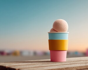 Poster - Pastel Palette Summer Indulgence Artisanal Soft-Serve Ice Cream in Minimalist Color-Block Containers - Trendy Foodie Experience and Creative Visual Branding