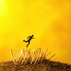 Poster - Disruptive Career Momentum Hyper-Minimalist Professional Leap through Micro-Narrative Visual Metaphor of Entrepreneurial Breakthrough and Strategic Scaling