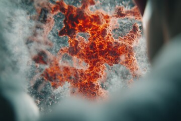 Aufkleber - Molecular Metamorphosis Fiery Digital Visualization of Cellular Dynamics - Cutting-Edge Scientific Imaging Revealing Intricate Biological Transformation Processes