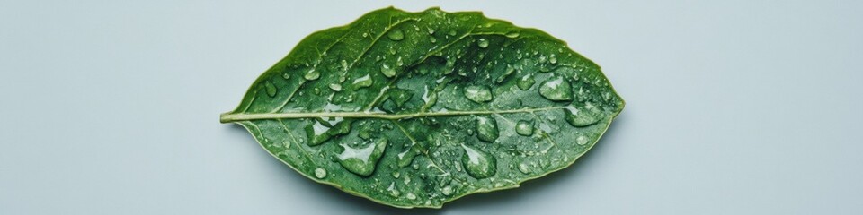 Aufkleber - Eco-Innovative Carbon Neutrality Visual Minimalist Green Leaf with Water Droplets Symbolizing Sustainable Climate Action and Corporate Environmental Commitment