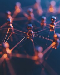Fototapete - Hyperconnected AI Network Visualization Futuristic Digital Interaction Mapping with Glowing Neural Connections - Next-Gen Tech Innovation for Global Professional Collaboration