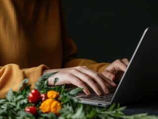 Aufkleber - Mindful Digital Wellness Culinary Entrepreneur Crafting Sustainable Food Content with Seasonal Organic Produce and Minimalist Workspace Design