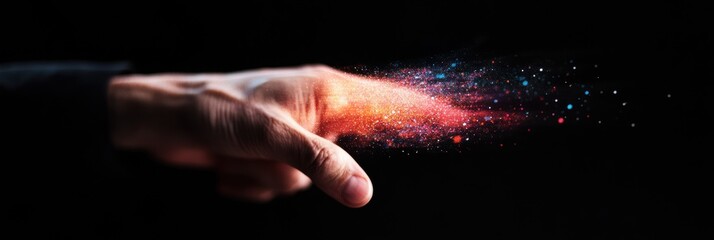 Fototapete - Immersive Digital Transformation Quantum Human-Tech Interface Visualizing Data Disintegration and Innovative Interaction Dynamics in Futuristic User Experience Design