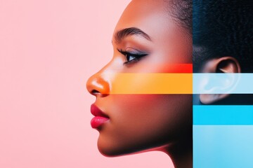 Poster - Vibrant Diversity in Digital Art Intersectional Gen Z Portrait Showcasing Inclusive Design, Emotional Expression and Creative Color Block Aesthetics