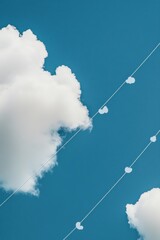Fototapete - Minimalist Cloud Computing Visualization Strategic Digital Network Connections Illustrating Tech Innovation, Cloud Infrastructure, and Modern Data Workflow Dynamics