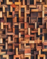 Poster - Geometric Wood Mosaic Sustainable Design Innovation for Architectural Surfaces, Mindful Interiors, and Eco-Conscious Spatial Storytelling