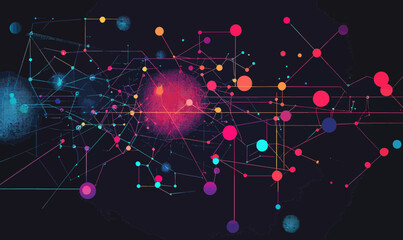 Wall Mural - neural network evolution: machine learning algorithms adapting in vector art