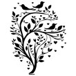 © Rahma - Love Birds Silhouette on Heart Adorned Tree Art