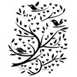 © Rahma - Silhouette Tree with Birds and Heart-Shaped Leaves