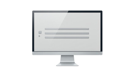 Isolated Computer Screen with Menu