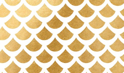 Wall Mural - A pattern of golden fish scales on a white background. Generative AI