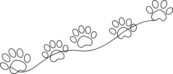 Naklejka na meble Continuous Line Cat or Dog Paw Print Design, Minimalist Animal Tracks, Elegant Pet Paw Footprints for Animal Lovers, Home Decor Art, Pet Lover Gift, Modern Animal Footprint Sketch