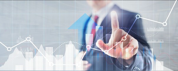 Wall Mural - business intelligence marketing finance management. mixed media