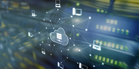 Sticker - cloud computing technology data storage and security on server background
