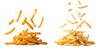 © Jakieaart - Crispy french fries flying in mid-air, fast food, snack,