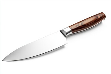 Chef knife with wood handle isolated on white background