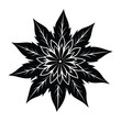 © Pixel Art - Black and white floral ornament with leaves and petals