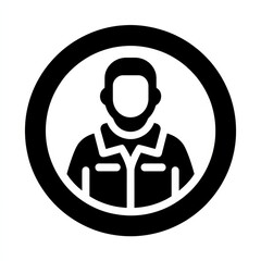 Aufkleber - Icon of a Man with Beard and Collared Shirt in Circle - Black and White, Avatar Symbol