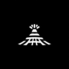 Poster - Minimalist Lamp Icon Design on Black Background, Modern White Illumination Symbol.