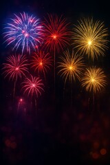 Wall Mural - Colorful Fireworks Display Illuminating Night Sky for Celebration
