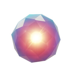 Wall Mural - Abstract iridescent crystal sphere with central light source on white