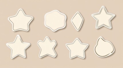 Poster - Outlined sticker shapes arranged on a flat beige background create a clean-style design for creative projects and crafts