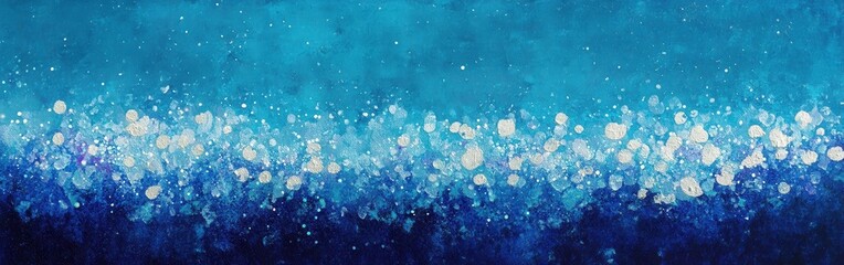 Fototapete - Cool aqua blue and soft lavender sparkles twinkle in an abstract painting of the ocean floor