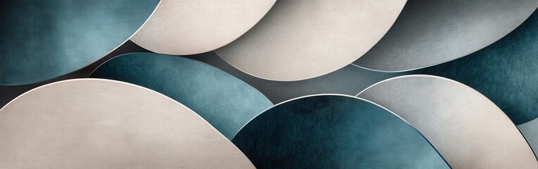 Aufkleber - Elegant curved shapes in muted gray and teal blend in a contemporary abstract design