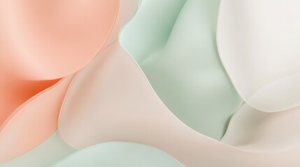 Leinwandbilder - Elegant pastel peach and mint echoed shapes with soft, flowing textures in an abstract and modern design