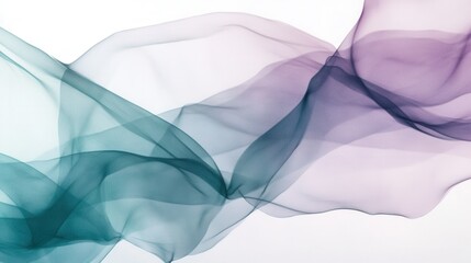 Poster - Elegant Pencil Strokes Wash: Abstract Teal and Lavender Color Flow with Translucent Fabric Waves