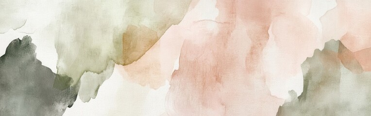 Leinwandbilder - Elegant watercolor background in muted shades of dusty rose and sage green with soft textures and blurred edges