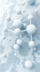 Poster - 3D Rendering of White Spheres Connected by Rods on Abstract Cracked Surface
