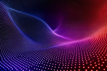 Poster - Dotted Wave Background with Mesh Gradient, Network Structure and Neon Glowing Effect