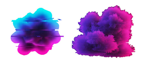 Wall Mural - vibrant cloud formations in shades of blue and purple against a dark background, showcasing digital 