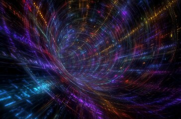 Wall Mural - ai-generated illustration of a vibrant abstract tunnel of colorful lights