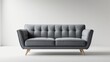 © AIArtistry - Contemporary grey fabric sofa on a white background