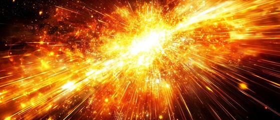 Wall Mural - Brilliant starlight bursts forth in vibrant shades of gold and red.