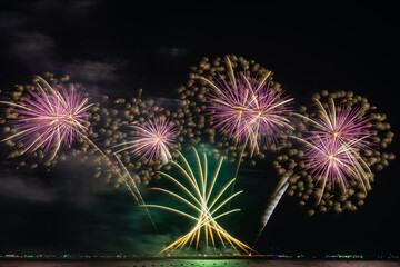 multicolored fireworks exploding over water