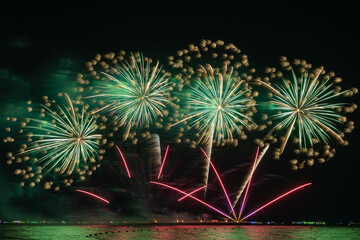 multicolored fireworks exploding over water