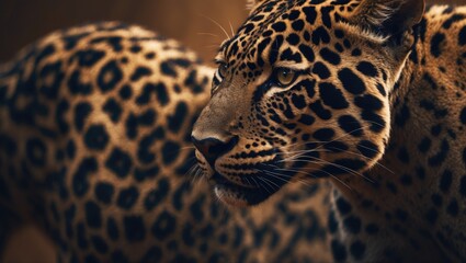 Wall Mural - Close-up texture of leopard skin with spotted pattern background