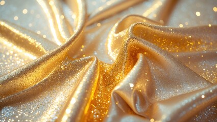 Leinwandbilder - Abstract glitter glow in gold and golden yellow. Luxurious shimmering brilliance. Textured wallpaper and background featuring white and silver glow.