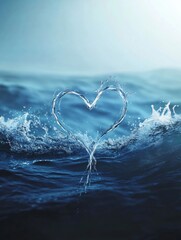Fototapete - Ocean waves create a heartbeat line symbolizing the connection between life and water in a tranquil setting during sunrise