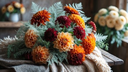 Aufkleber - A cluster of chrysanthemums against a blurred backdrop.