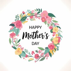  Mother's Day Floral Wreath: A charming, heartwarming floral wreath design celebrating Mother's Day. Adorned with colorful flowers and greenery.
