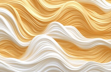 Poster - Abstract wavy lines, cream and gold