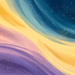 Wall Mural - A painting of a starry sky with a yellow and purple line dividing it