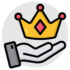 Wall Mural - unique design icon of crown on hand, premium service vector