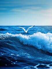 Poster - Ocean waves creating a heartbeat line signifying the connection of life and water along the serene coastline in bright daylight