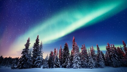 aurora borealis and forest northern lights and stars winter